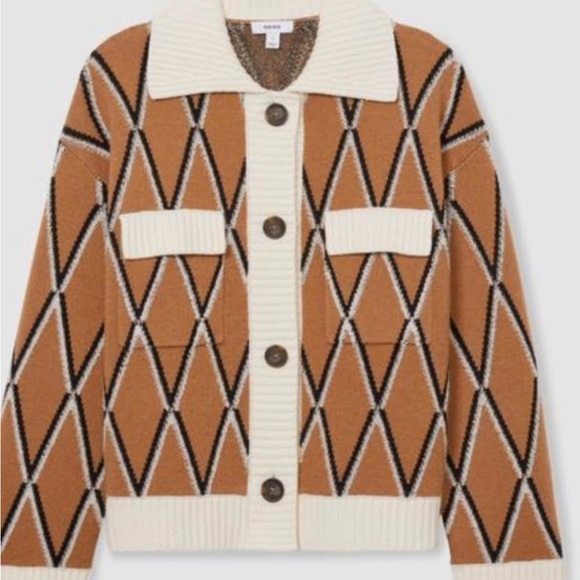 Reiss Tan and Cream Patterned Blazer - Picture 3 of 8